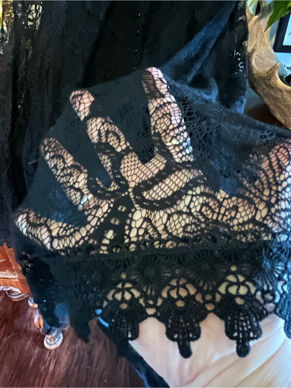 torrid Black Lace Midi Dress with Button Front and slip - Picture 3 of 5